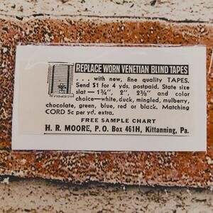 1950 H.R. Moore Kittanning PA Ad - Venetian Blind Tapes‎ - Vtg Print Advert